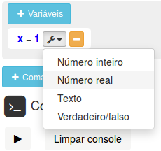 processo de alteraco de tipo: 2. escolhendo novo tipo (real).