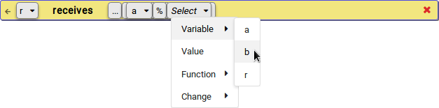 passo 4.4: imagem mostrando opcoes para definir operando direito (escolher b)