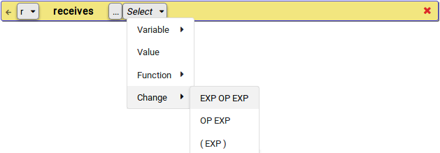 passo 4.1: imagem indicando opcoes iniciais para construir expressao, particularmente para alterar para expressao binaria